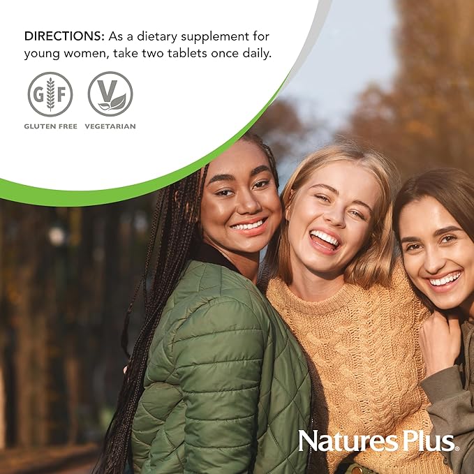 NaturesPlus Source of Life Power Teen for Her Natural Berry - 60 Chewable Tablets - High Potency Multivitamin - Sugar Free Vegan - 30 Servings