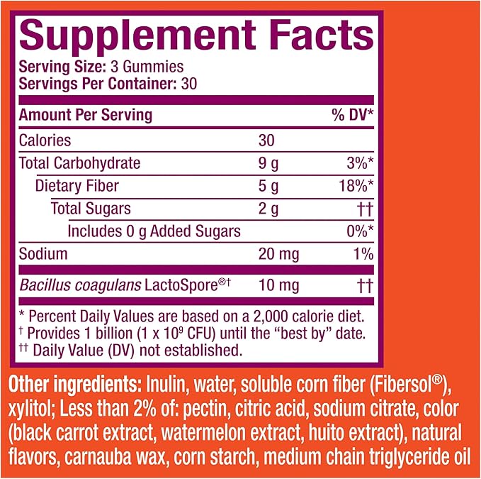Metamucil Fiber Gummies for Adults with Probiotics for Bloating Relief No Sugar Added Strawberry Kiwi BlackBerry Flavors 5g Prebiotic Plant Based Fiber Supplement Blend 90 Count