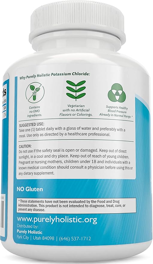 Potassium Chloride Supplement | 1 Year Supply | Heart &amp Circulatory Health Support | With Potassium 99mg Per Serving for Electrolyte &amp Fluid Balance Support | Gentle on Digestion | Non-GMO | 3
