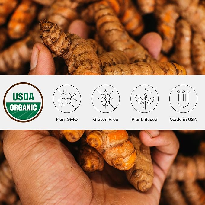 Turmeric Latte Powder - USDA Organic &gt5% Curcuminoid Turmeric Lions Mane Ashwagandha Ginger Cinnamon in a Resealable Glass Jar 45 Servings - Perfect for Making Golden Milk