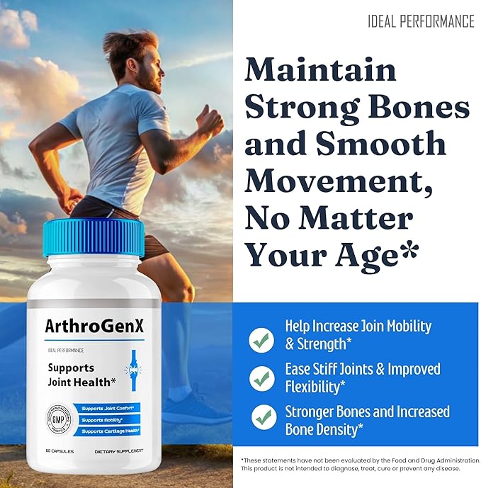 ArthroGenX Joint Supplement Capsules Official ArthroGenX Maximum Joint Relief Pills Maximum Strength Natural Support Joint Flexibility Comfort &amp Movement Arthro Gen X Reviews (60 Capsules)