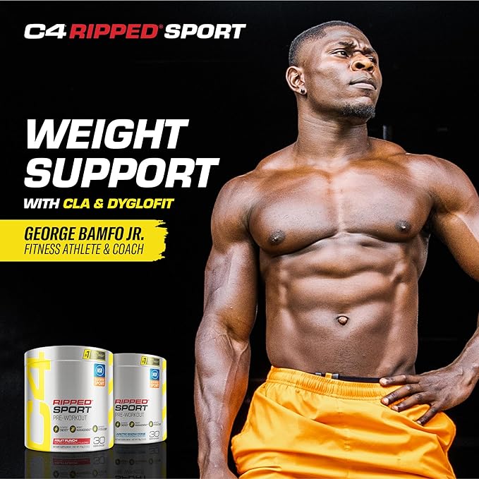 Cellucor C4 Ripped Sport Pre Workout Powder Arctic Snow Cone - NSF Certified for Sport + Sugar Free Preworkout Energy Supplement for Men &amp Women - 135mg Caffeine + Weight Loss - 30 Servings