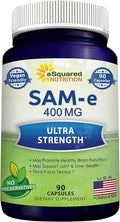 aSquared Nutrition SAM-e 400mg Supplement - 90 Capsules - Same (S-Adenosyl Methionine) to Support Mood Joint Health and Brain Function - Extra Strength Vegan SAM e Pills
