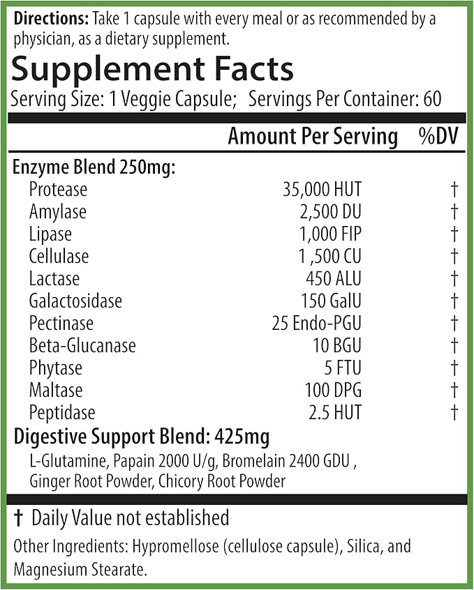 PURE® Digestive Enzymes+ with Probiotics - 60 Capsules - Advanced Gut Health &amp Bloat Relief - Full Spectrum Enzyme Blend for Protein Carb &amp Fat Digestion - Made in USA