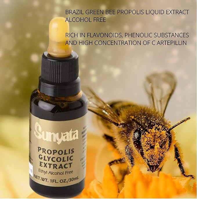 Sunyata Brazilian Green Bee Propolis Liquid Extract – No Alcohol Natural Immune Support &amp Antioxidant Concentrate 30ML (3 Pack)
