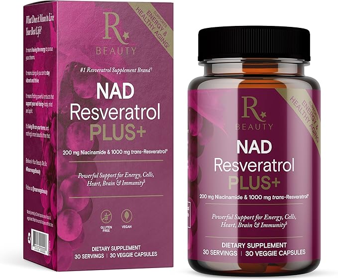 Reserveage NAD Resveratrol Plus+ - Antioxidant Support for Brain Health Heart Health Cellular Energy &amp More - 30 Veggie Capsules (30 Servings)