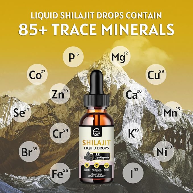 (2-Pack) High Potency Shilajit Pure Himalayan Organic Liquid Supplement Shilajit Resin Drop for Men &amp Women Max Potency 85+ Clean Trace Minerals &amp Fulvic Acid for Energy Metabolism &amp Im