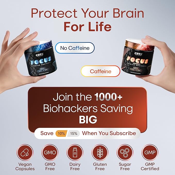 Nootropic Strongest Focus Supplement - Clinically Backed Ingredients Made in USA - Scientifically Backed Doses - Supplement for Brain Fog - AlphaGPC Lions Mane Rhodiola and More 10:1 90 Capsules