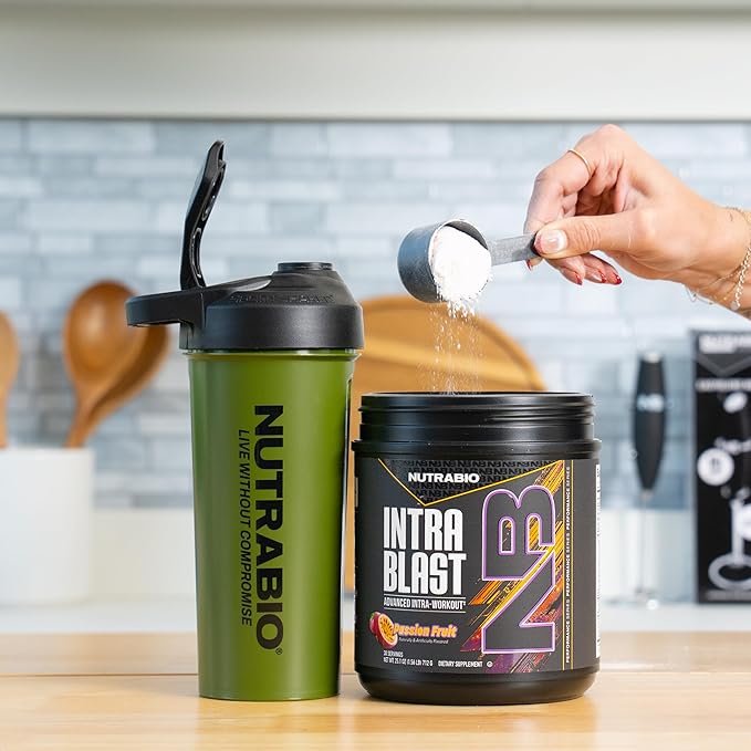NutraBio Intra Blast Bcaa Powder Amino Acid Supplement Electrolyte &amp Hydration Blend Intra Pre Workout &amp Muscle Recovery 20g Eaa Amino Acids Powder 5g Glutamine- Passion Fruit 30 Serving