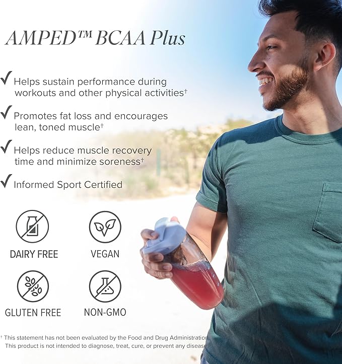 Isagenix Amped BCAA Plus - Help Promote FatBurning and Endurance During Workouts - Raspberry Lemonade Flavor - 9.5 oz Canister - 20 Servings