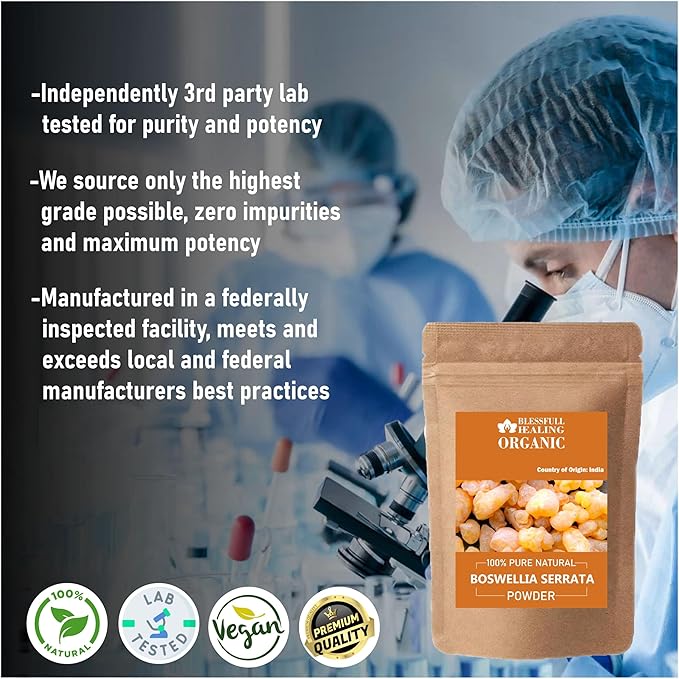 Blessfull Healing Organic Boswellia Serrata Powder 100% Pure Natural 100 Gram / 3.52 oz