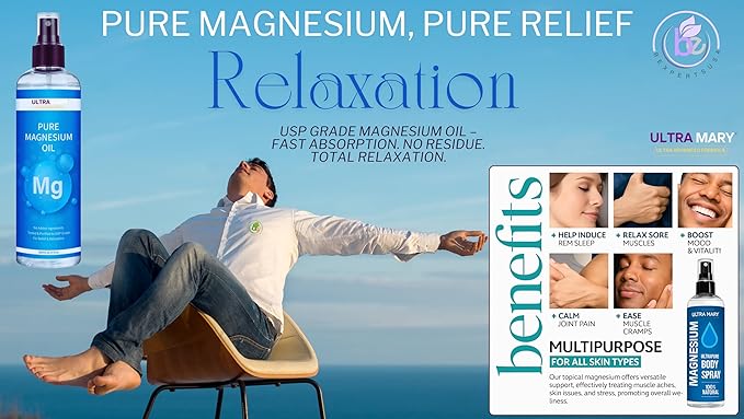 Joint Support UltraMary+(90 Capsules)+Pure Magnesium Oil Spray(300 ml) Combo–Glucosamine 1500mg Chondroitin MSMTurmeric &amp Boswellia–Mobility Flexibility &amp Muscle Relief|Articulaciones &amp