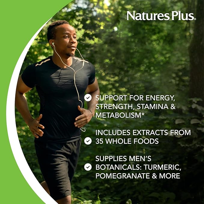 NaturesPlus Source of Life Garden Men’s Once Daily Multivitamin - 30 Tablets - Supports Energy &amp Stamina - USDA Certified Organic Non-GMO Vegan Gluten Free Iron Free - 30 Servings