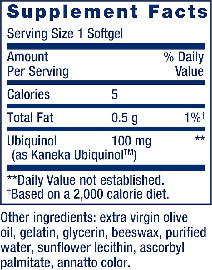 Life Extension Super Ubiquinol CoQ10 Heart Health Supplement Cell Energy oxidative Stress Defense Maximum Absorption 100 mg Non-GMO Gluten-Free 60 softgels