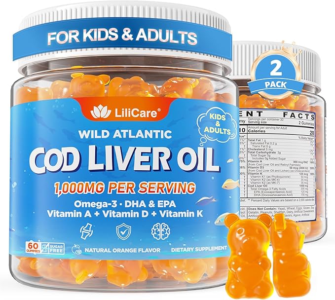 2pack Vegan Omega 3 Gummies + 2pack Cod Liver Oil Gummies