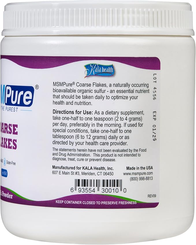 KALA HEALTH MSMPure MSM Coarse Flakes 1lb and MSM Gel with Organic Aloe 8oz Bundle