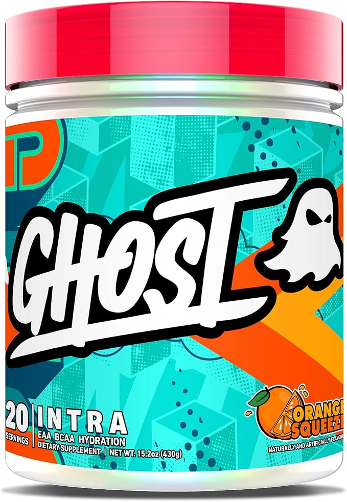 GHOST Intra Workout Powder Orange Squeeze - BCAAs &amp EAAs Nootropics &amp Hydration - Essential &amp Branch Chain Amino Acids Supports Muscle Recovery &amp Focus - Pre Intra &amp Post Worko