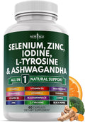 Selenium Zinc Iodine L Tyrosine Ashwagandha - Support Supplement for Women and Men with Bladderwrack Turmeric Silica Kelp Schisandra - 60 Count