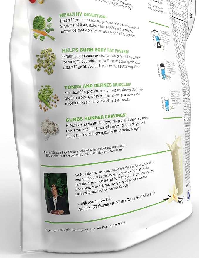 Lean1 Vanilla Meal Replacement Protein Shake 44 Servings in a 5lb Bag