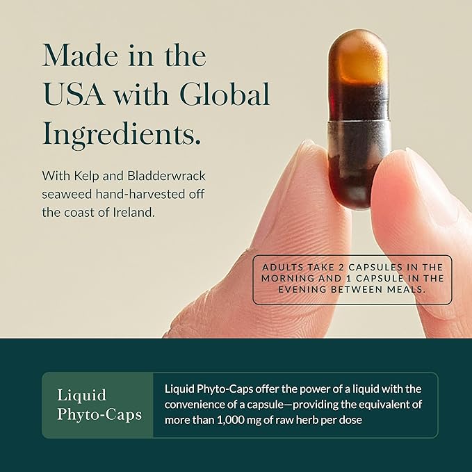 Gaia Herbs Thyroid Support - Made with Ashwagandha Kelp Brown Seaweed &amp Schisandra to Support Healthy Metabolic Balance &amp Overall Well-Being* - 60 Vegan Liquid Phyto-Caps (30 Servings)