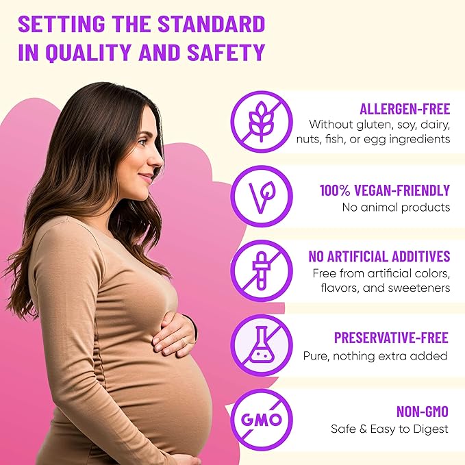 Mama's Select Prenatal Vitamins with Vegan DHA – Fish-Free No Fish Burps Allergen-Free MTHFR Support Methylated Folate &amp B Vitamins Digestive-Friendly No Biotin
