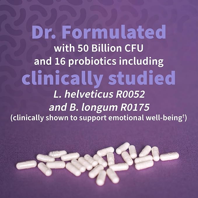 Garden of Life Probiotics Mood+ Dr Formulated Acidophilus Probiotic SupplementPromotes Emotional Well-Being Relaxation and Digestive BalanceAshwagandha for Stress Management 60 Count (Pack of 6)