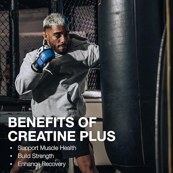 RAW Creatine Plus Creatine HMB Powder for Men &amp Women - Creatine Monohydrate Powder with HMB Taurine &amp No Added Sugar - Muscle Mass Growth Strength Building &amp Enhanced Energy - Champion