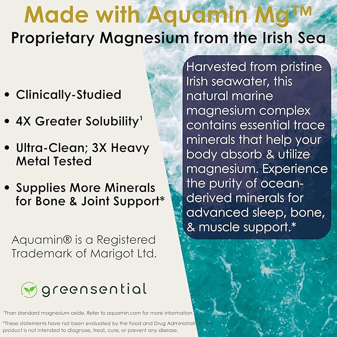 5-in-1 Magnesium Complex 500mg | 120 Capsules | Glycinate Malate Citrate Oxide &amp Aquamin® | Sleep Muscle &amp Heart Support | Made in USA 2X 3rd-Party Tested Vegan
