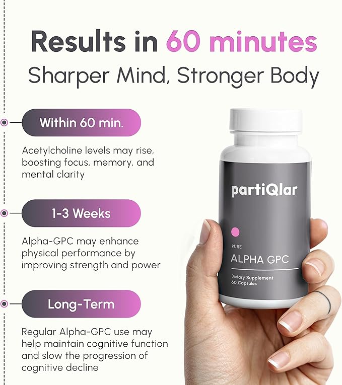 Alpha GPC 300mg - High Purity Choline Supplement for Focus Memory &amp Cognitive Performance - Bioavailable Acetylcholine Brain Booster - 60 Veggie Capsules