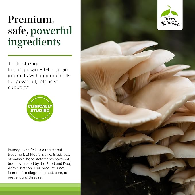 Terry Naturally PleuraMax Extra Strength - Upper Respiratory Health Supplement - Sourced from Oyster Mushrooms - Includes Vitamin C &amp Zinc for Immune Support - Vegan - 15 Capsules (15 Servings)