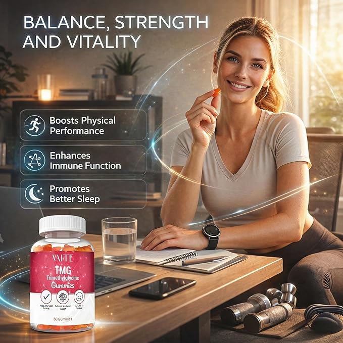 VAITE TMG Supplements – Trimethylglycine 800mg Gummies Betaine Anhydrous for Energy Support 60 Vegan Chewables Easy to Take Non-GMO Gluten &amp Soy Free for Adults Daily Nutritional Balance