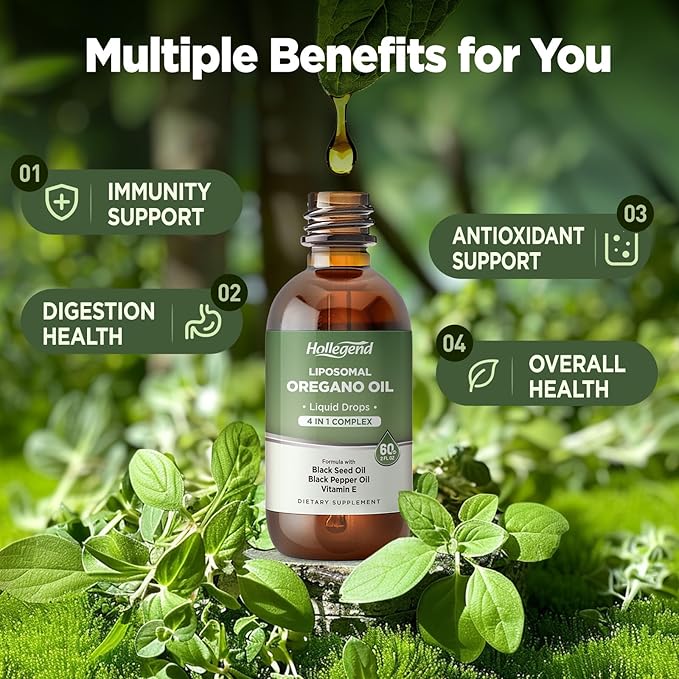 Liposomal L Lysine &amp Oregano Oil Liquid Drops Immune Support &amp Overall Health