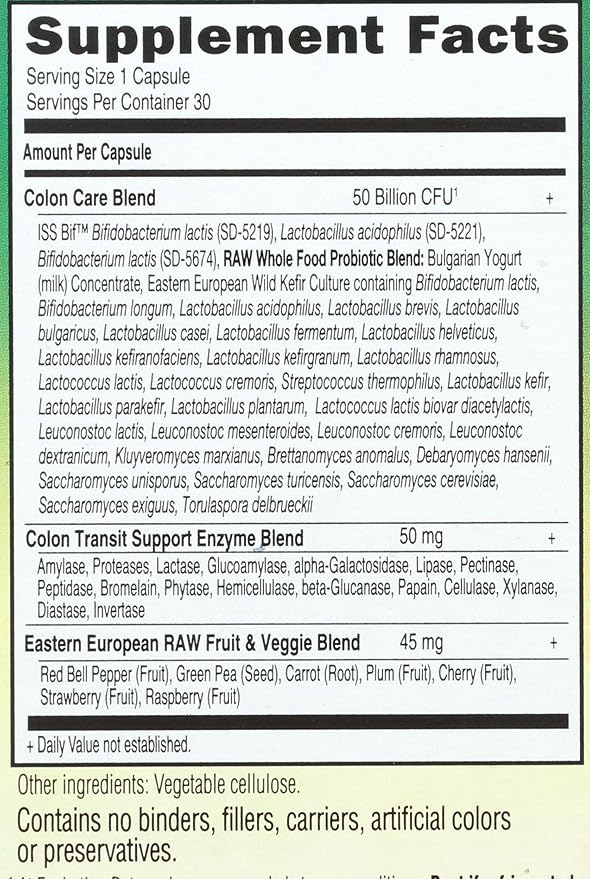 GARDEN OF LIFE Raw Colon Care Probiotics 30 Count 30 CT