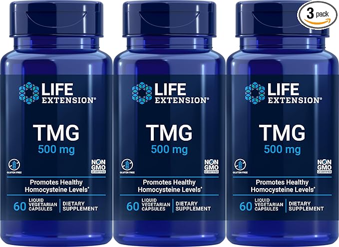 Life Extension TMG Liquid Vegetarian Capsules 500 mg 60 Count (Pack of 3)