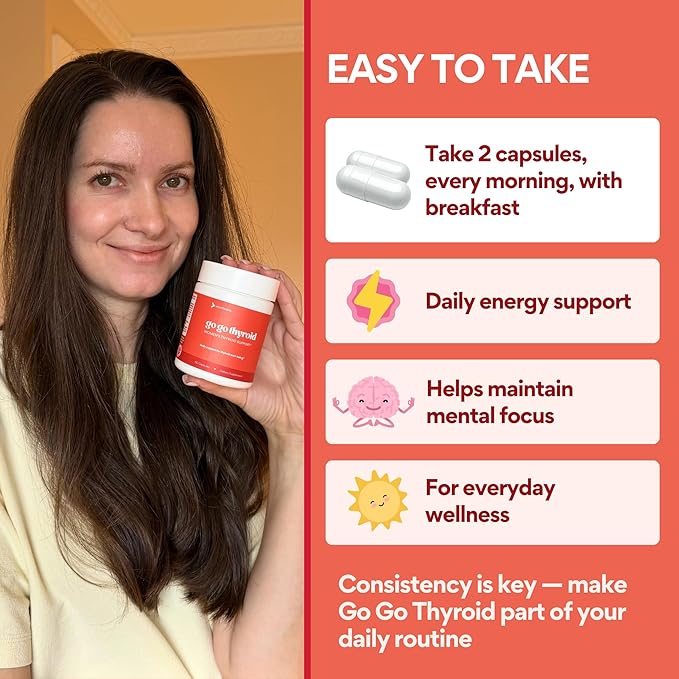 VoomVaya Go Go Thyroid - Thyroid Support for Women 30+ - Female-Focused Hormonal Balance &amp Thyroid Supplement with Iodine Selenium &amp L Tyrosine - 3rd Party Tested - 60 Capsules