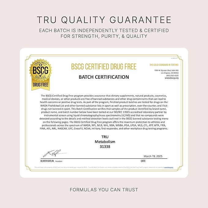 TRU Supplements Metabolism Advanced Fat Loss Fight Cravings Boost Mood No Jitters or Crash 30 Servings