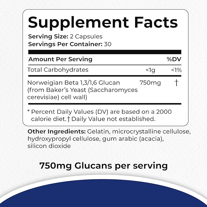 Immutol Immune Support Supplement with 750mg of Beta Glucan 13 16 - Natural Ingredients High Potency to Boost Immunity and Overall Wellness 60 Capsules (60)