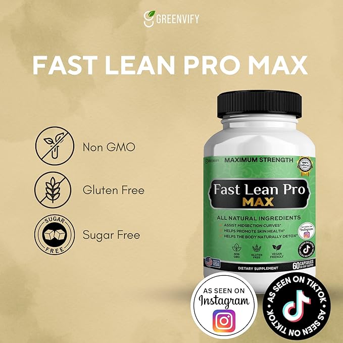 Fast Lean Pro Max Natural Dietary Supplement 60 Capsules 30-Day Supply All Natural Ingredients Vegan Friendly (1)