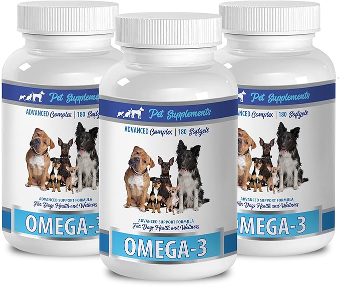 Dog Protein - Omega 3 - Advanced Complex - Health &amp Wellness - for Dogs - Dog Heart Health - 3 Bottle (540 Softgels)