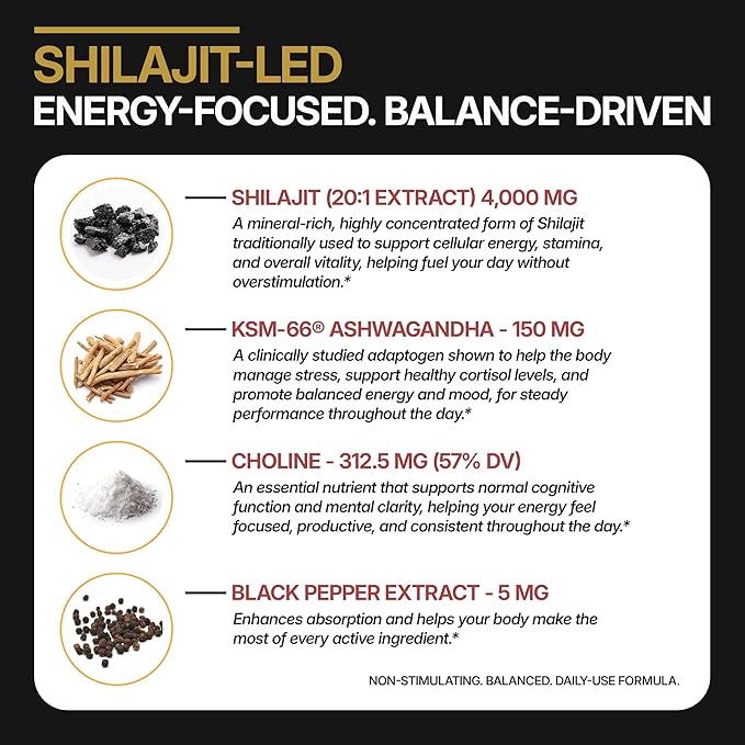 13-in-1 Shilajit Gummies with KSM-66® Ashwagandha | 4000 mg Himalayan Shilajit Extract (20:1) Choline &amp Botanicals | Sugar-Free Vegan | Energy Focus &amp Daily Vitality Support for Men &amp W