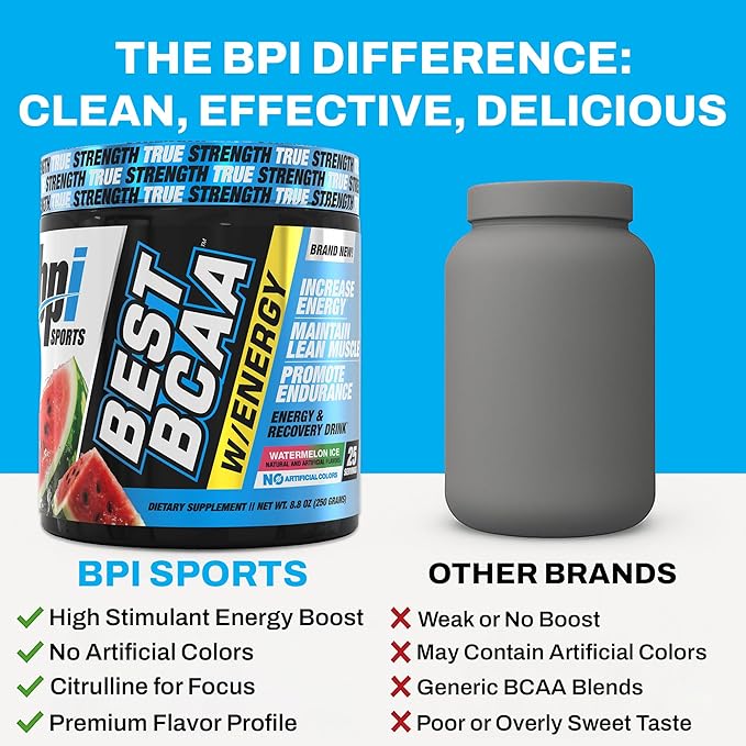 BPI Sports Best BCAA Powder - Muscle Recovery Support - Branched Chain Amino Acids | Building Blocks of Protein and Muscle - Post Workout Recovery - Hydration - Watermelon Ice