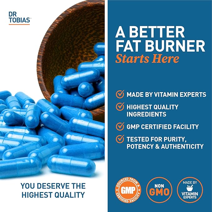 Dr. Tobias Fat Burner Nightly - Night Time Metabolic Support with White Kidney Bean Extract Ashwagandha Root Green Coffee Bean Extract &amp Melatonin | Non-GMO (60 Capsules 30 Day Supply)