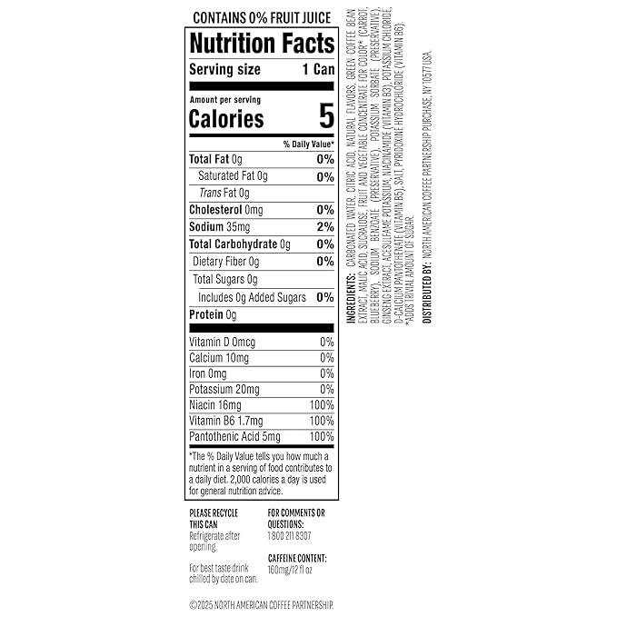 Starbucks Iced Energy Drink Blueberry Lemonade Zero Sugar Energy Drink Plant Based Caffeine Hydration Mental Clarity 12 Fl Oz Cans (Pack of 12)