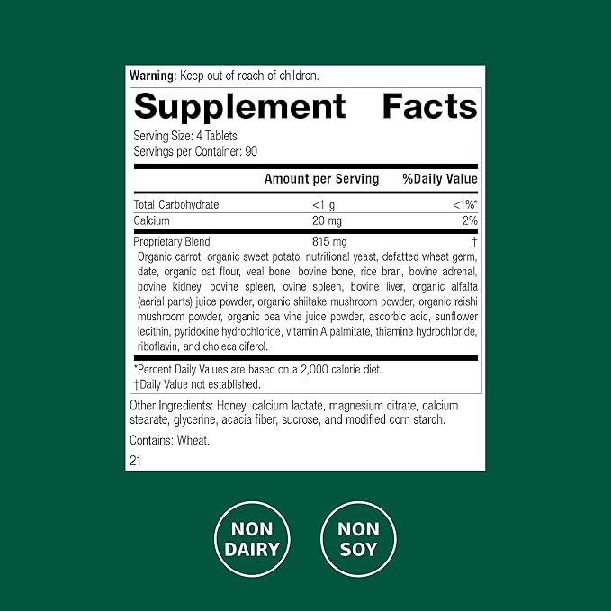 Standard Process Cyrofood - Healthy Aging Support Supplement - Nutritional Supplement with Bovine Adrenal Reishi Mushroom Powder Organic Carrot &amp More - Whole Food-Based Supplement - 360 Tablets