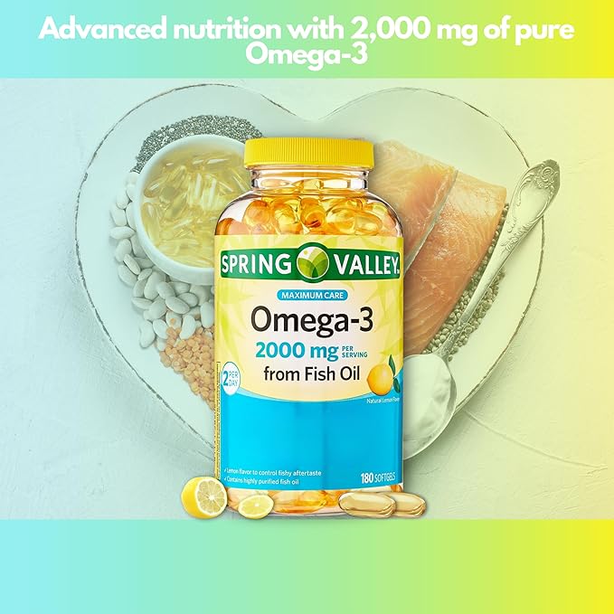 Omega 3 Fish Oil 2000mg- Softgels 180ct (Pack of 1)