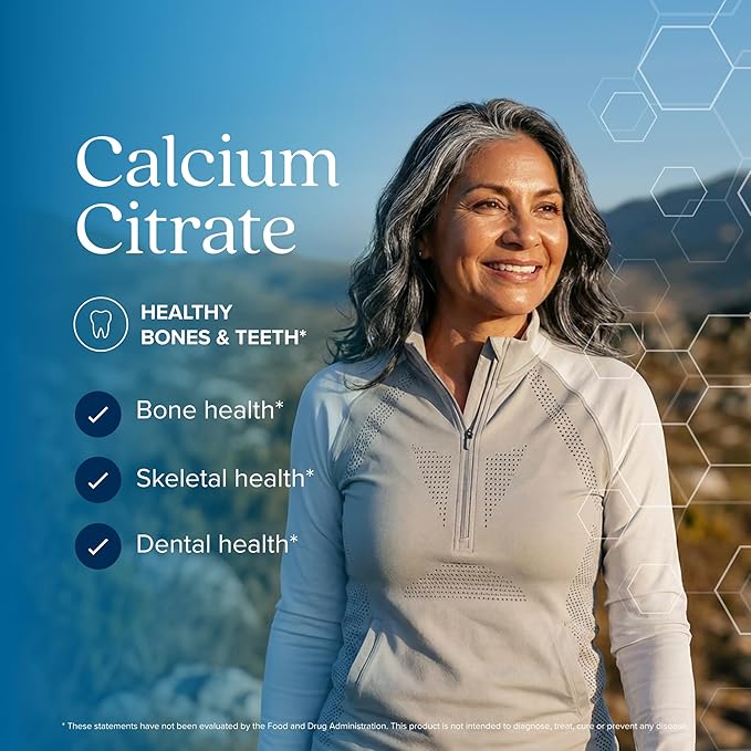 Calcium Citrate 1000mg | Healthy Bone &amp Teeth Support | High Absorption Cal Citrate | Gentle on Digestion | Vegan &amp Non-GMO | 3 Month Supply | Calcium Supplements for Women &amp Men | 365 Cap