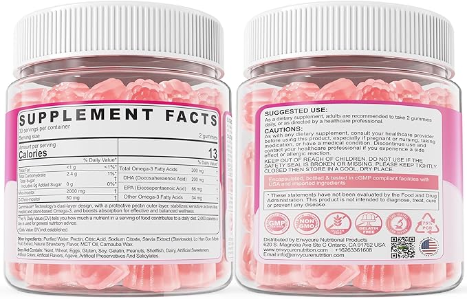 Myo-Inositol &amp D-Chiro Ideal 40:1 Inositol + Omega-3(3:1) Gummies Hormone Balance for Women | Sugar Free Inositol Gummies w/Omega 3 DHA:EPA (3:1) Inositol Supplement for Cycle Health Vegan 60