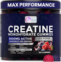 Creatine Monohydrate Gummies – Berry Flavored Creatine Supplements for Women and Men – 120Pcs Pre Workout Gummies with BCAA Taurine Vitamin B12 - Promote Energy Boost Performance