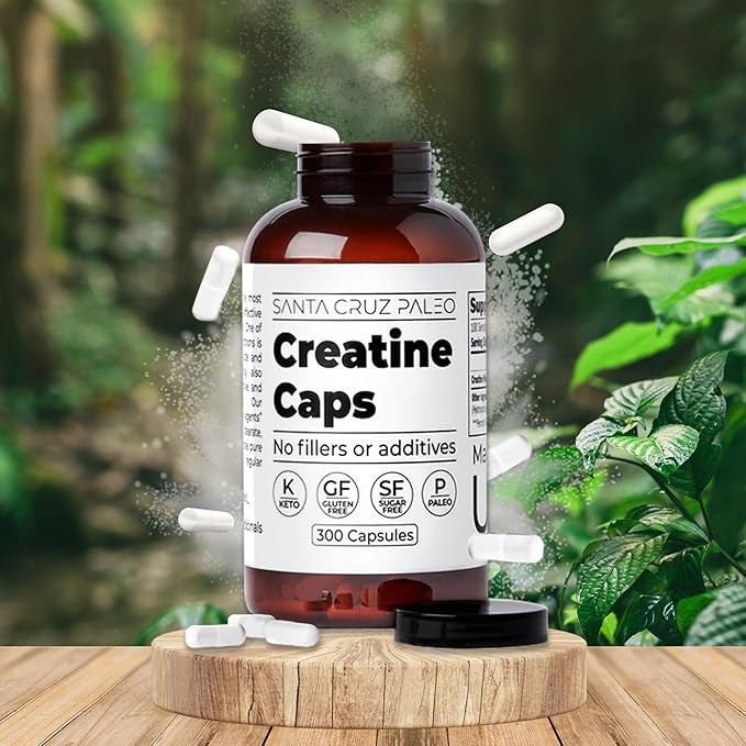 Santa Cruz Paleo Creatine Capsules Supports Muscle Growth &amp Energy Gluten Free Keto Sugar Free Paleo No Fillers or Additives Creatine Monohydrate Pills 2500mg 100 Servings 300 Capsules