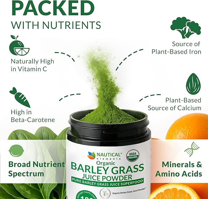 Barley Grass Juice Powder Organic – Sourced from Utah’s Mineral-Rich Soil Nutrient-Dense Barley Grass Powder – Raw &amp Cold-Processed Superfood High Chlorophyll – 6.35oz (180g) | 72 Serving